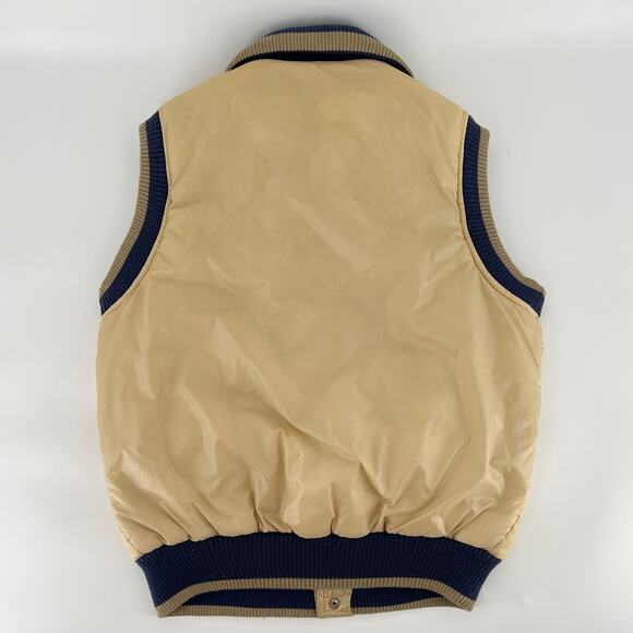tan puffer vest with navy trim - Picture 2 of 5